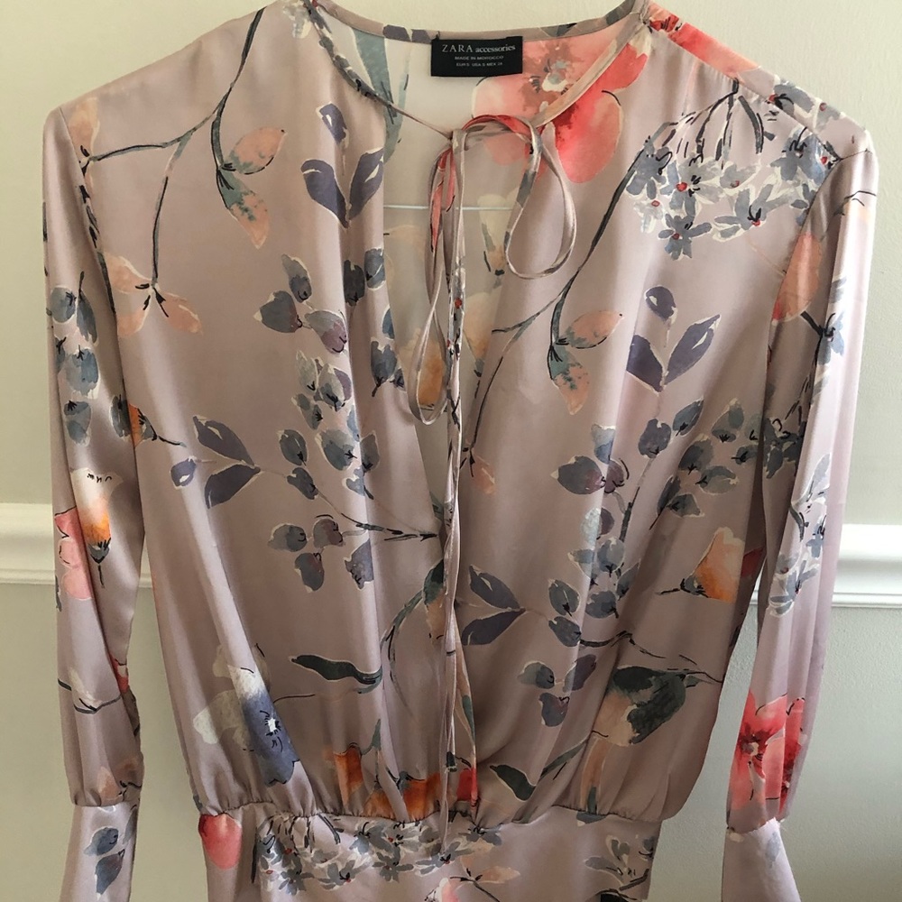 Zara silky floral bodysuit